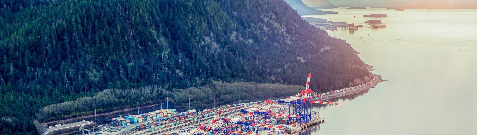 Drone shot of Prince Rupert Port