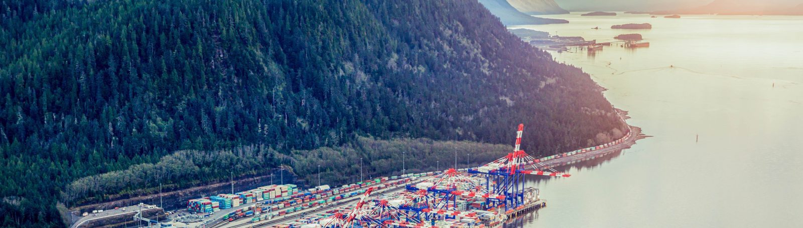 Drone shot of Prince Rupert Port