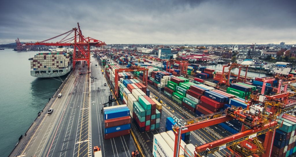 Aerial view of Vancouver port